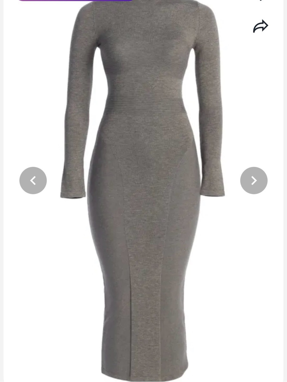 JLUXLABEL Gray Knit Long Sleeve Bodycon Midi Dress